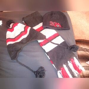 Little Boys pair of winter hats and scarf set